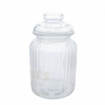 1 Litre Ribbed Knob-Stopper Glass Jar
