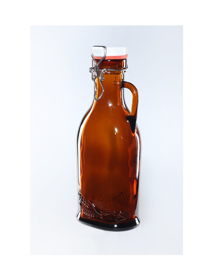 1 Litre Amber Embossed SwingStopper Growler with Handle Alex Baird Handling