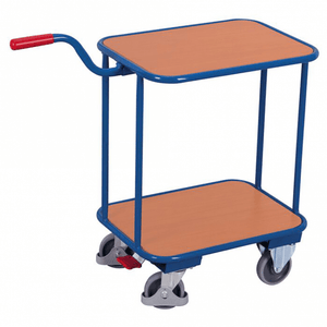 2 Shelf Tray Trolley with Push Handle and EasySTOP Brake – 250kg Capacity
