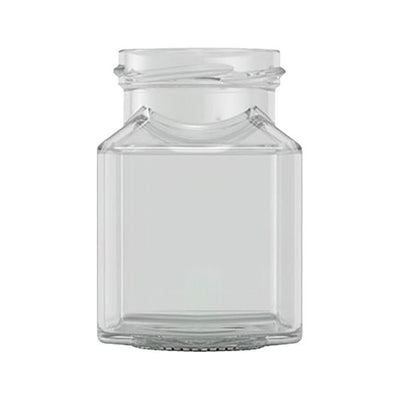 200ml Clear Square Jam Jar – Glass Preserve Jar | Gold, Silver or Black Lid