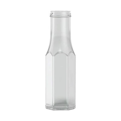 250ml Hexagonal Sauce Bottle – Glass Condiment Bottle | Multiple Lid Options