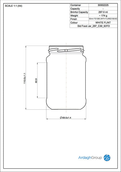 297ml Flint Glass Food Jar - Ardagh