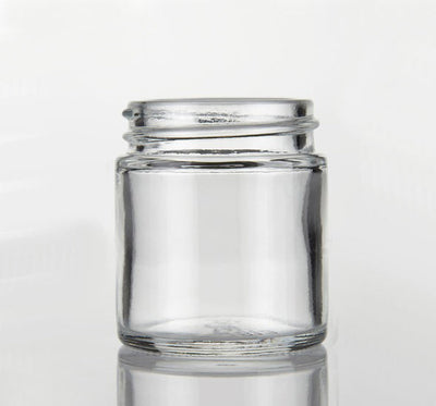 30ml Clear Glass Round Ointment Pot Empty Jar with 38mm Black Screw Cap, Pack of 110