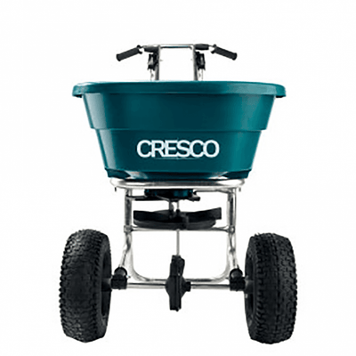 53kg Stainless Steel Salt Spreader for Snow and Ice - Pneumatic Wheels
