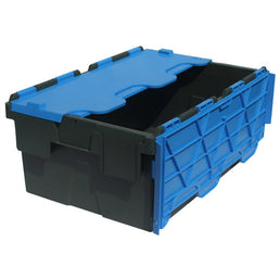 600 x 400 x 255mm Attached Lid Plastic Box (45L) – Heavy Duty PP Storage Container