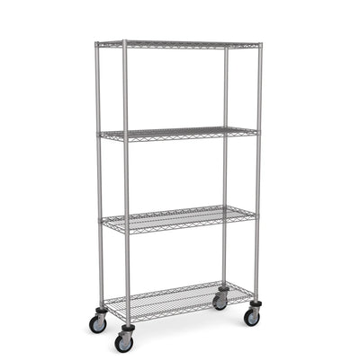 Stainless Steel Wire Shelving – Mobile Unit 1800mm High, 4 Tier, Catering & Hospital Grade