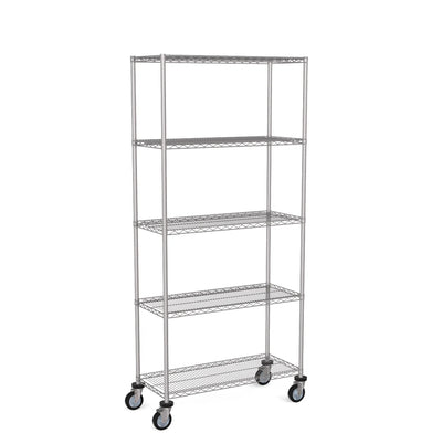 Zinc Wire Shelving – Mobile Unit 2045mm High | 5 Tier Heavy Duty Storage Rack