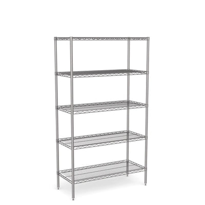 Stainless Steel Wire Shelving – Static Unit 1800mm High, 5 Tier, Catering & Hospital Grade