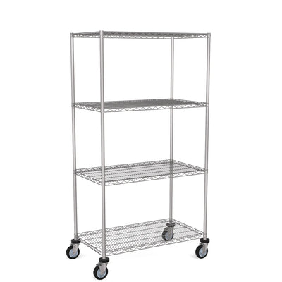 Zinc Wire Shelving – Mobile Unit 1740mm High | 4 Tier Heavy Duty Storage Rack