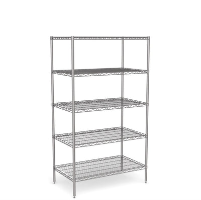 Stainless Steel Wire Shelving – Static Unit 1800mm High, 5 Tier, Catering & Hospital Grade