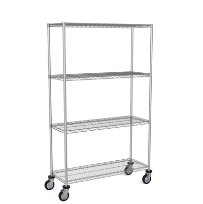 Zinc Wire Shelving – Mobile Unit 1740mm High | 4 Tier Heavy Duty Storage Rack