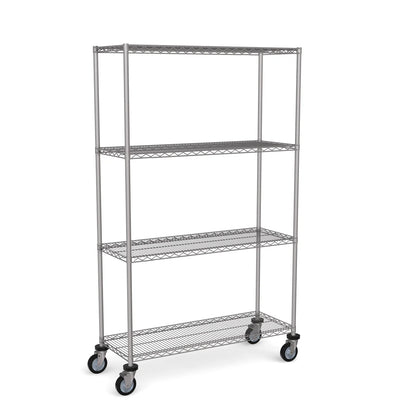 Stainless Steel Wire Shelving – Mobile Unit 1800mm High, 4 Tier, Catering & Hospital Grade