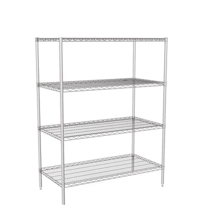 Zinc Wire Shelving – Static Unit 1590mm High | 4 Tier Heavy Duty Storage Rack