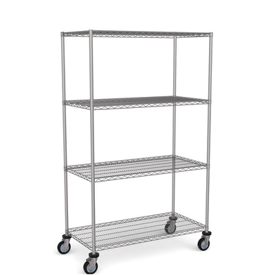 Stainless Steel Wire Shelving – Mobile Unit 1800mm High, 4 Tier, Catering & Hospital Grade