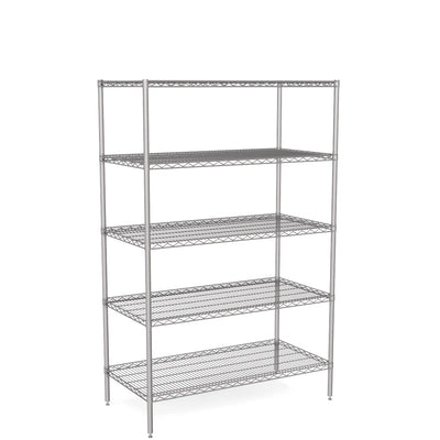Zinc Wire Shelving – Static Unit 1895mm High | 5 Tier Heavy Duty Storage Rack