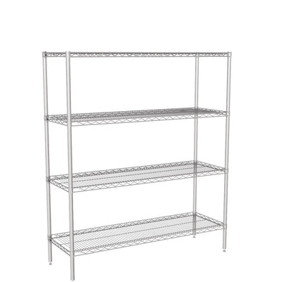 Zinc Wire Shelving – Static Unit 1590mm High | 4 Tier Heavy Duty Storage Rack