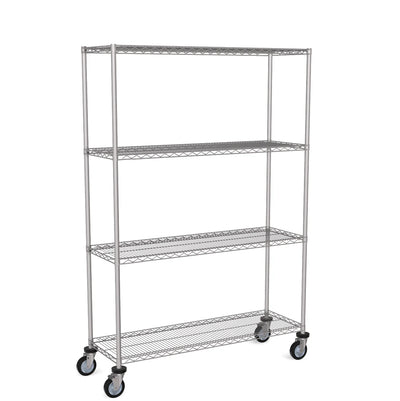Zinc Wire Shelving – Mobile Unit 1740mm High | 4 Tier Heavy Duty Storage Rack