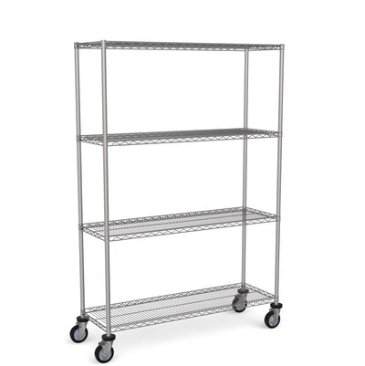 Stainless Steel Wire Shelving – Mobile Unit 1800mm High, 4 Tier, Catering & Hospital Grade