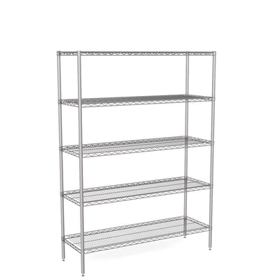 Zinc Wire Shelving – Static Unit 1895mm High | 5 Tier Heavy Duty Storage Rack