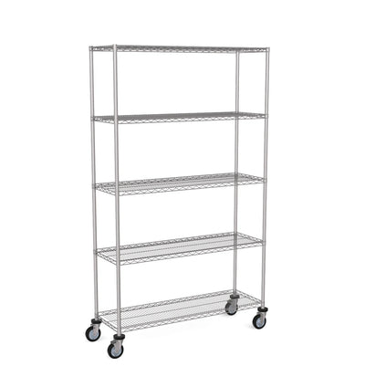 Zinc Wire Shelving – Mobile Unit 2045mm High | 5 Tier Heavy Duty Storage Rack