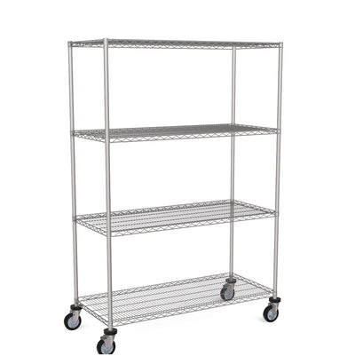 Zinc Wire Shelving – Mobile Unit 1740mm High | 4 Tier Heavy Duty Storage Rack