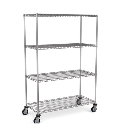 Stainless Steel Wire Shelving – Mobile Unit 1800mm High, 4 Tier, Catering & Hospital Grade