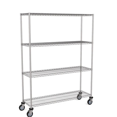 Zinc Wire Shelving – Mobile Unit 1740mm High | 4 Tier Heavy Duty Storage Rack