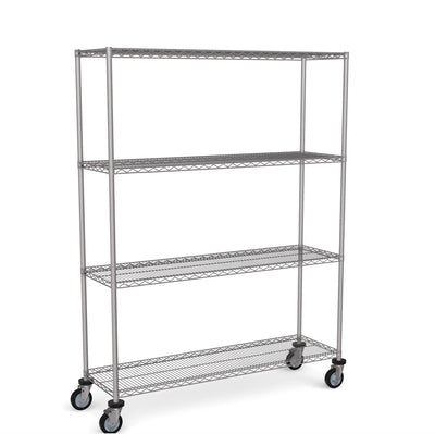 Stainless Steel Wire Shelving – Mobile Unit 1800mm High, 4 Tier, Catering & Hospital Grade