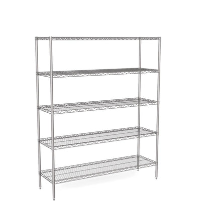 Zinc Wire Shelving – Static Unit 1895mm High | 5 Tier Heavy Duty Storage Rack