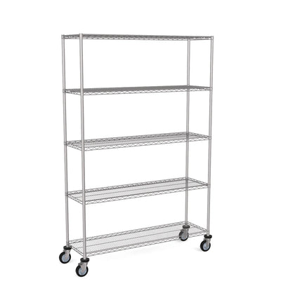Zinc Wire Shelving – Mobile Unit 2045mm High | 5 Tier Heavy Duty Storage Rack