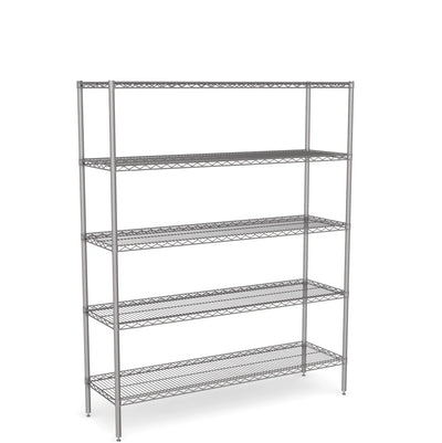 Stainless Steel Wire Shelving – Static Unit 1800mm High, 5 Tier, Catering & Hospital Grade