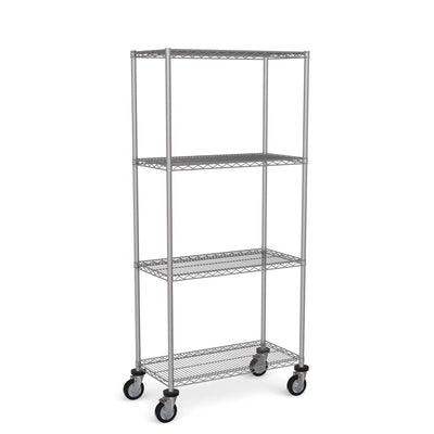 Stainless Steel Wire Shelving – Mobile Unit 1800mm High, 4 Tier, Catering & Hospital Grade