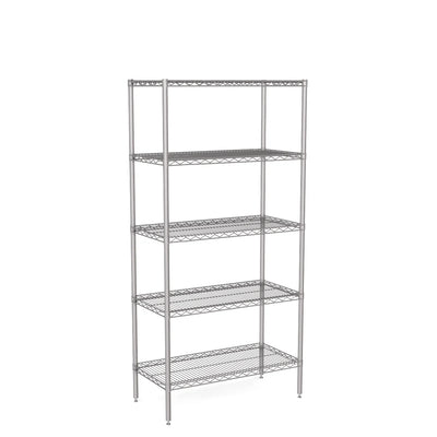 Zinc Wire Shelving – Static Unit 1895mm High | 5 Tier Heavy Duty Storage Rack