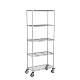 Zinc Wire Shelving – Mobile Unit 2045mm High | 5 Tier Heavy Duty Storage Rack