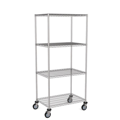 Zinc Wire Shelving – Mobile Unit 1740mm High | 4 Tier Heavy Duty Storage Rack