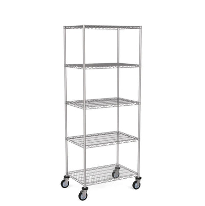 Zinc Wire Shelving – Mobile Unit 2045mm High | 5 Tier Heavy Duty Storage Rack