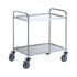 2 Tier Stainless Steel Trolley – 304 Grade with Dished Shelves & Braked Castors