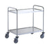 2 Tier Stainless Steel Trolley – 304 Grade with Dished Shelves & Braked Castors