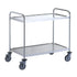 2 Tier Stainless Steel Trolley – 304 Grade with Dished Shelves & Braked Castors
