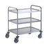 3 Tier Stainless Steel Rectangular Trolley – 304 Grade with Dished Shelves & Braked Castors