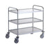 3 Tier Stainless Steel Rectangular Trolley – 304 Grade with Dished Shelves & Braked Castors