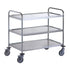 3 Tier Stainless Steel Rectangular Trolley – 304 Grade with Dished Shelves & Braked Castors