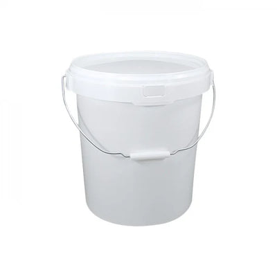 20.5 Litre White Tamper Evident Food Grade Bucket with Lid & Metal Handle
