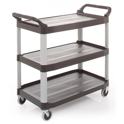 3 Shelf Aluminium & PP Trolley – Robust Design with 75mm Nylon Castors