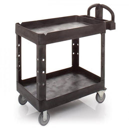 Heavy Duty 2 Shelf Trolley 990 x 450 x 850 mm Polypropylene Aluminium Black