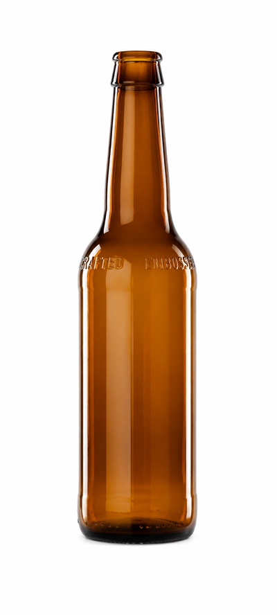 Bouteille de bière ambrée à col couronné de 330 ml