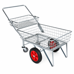 Garden Centre Trolley with Double Basket & 4 Wheels (Heavy Duty Wire Basket)