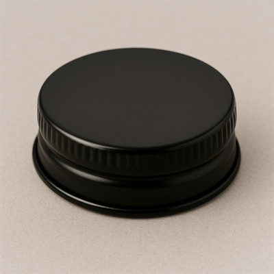 38MM Mid-Deep Black Metal Twist-Off (MTO) Cap – 12mm High
