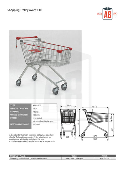 130L Large Shopping Trolley – Avant Series - AB Range