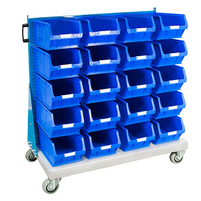 Mobile Small Parts Trolley with Bins | Louvred Panel Storage on Wheels ...